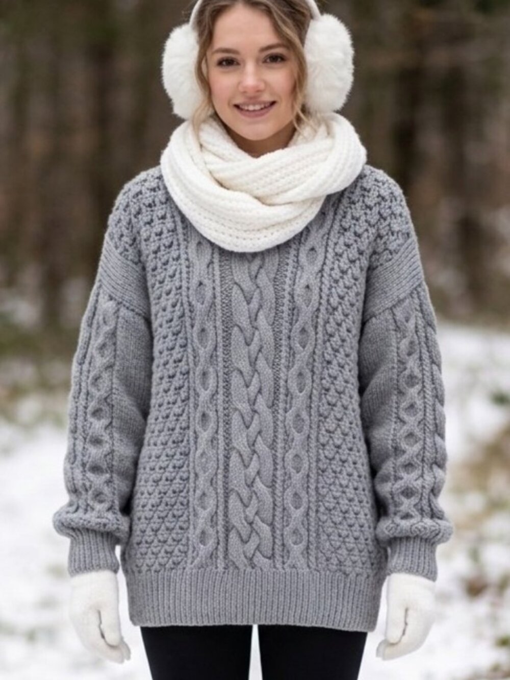 VTG Handmade Cable Knit Sweater Soft Wool Blend Fisherman Knit Canadian Artisan